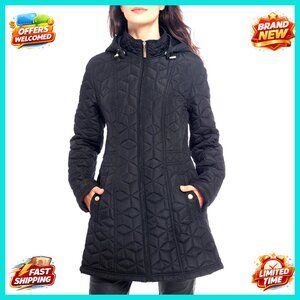 Diamond Quilted Jacket Lightweight Padding Coat with Pockets Classic Chic